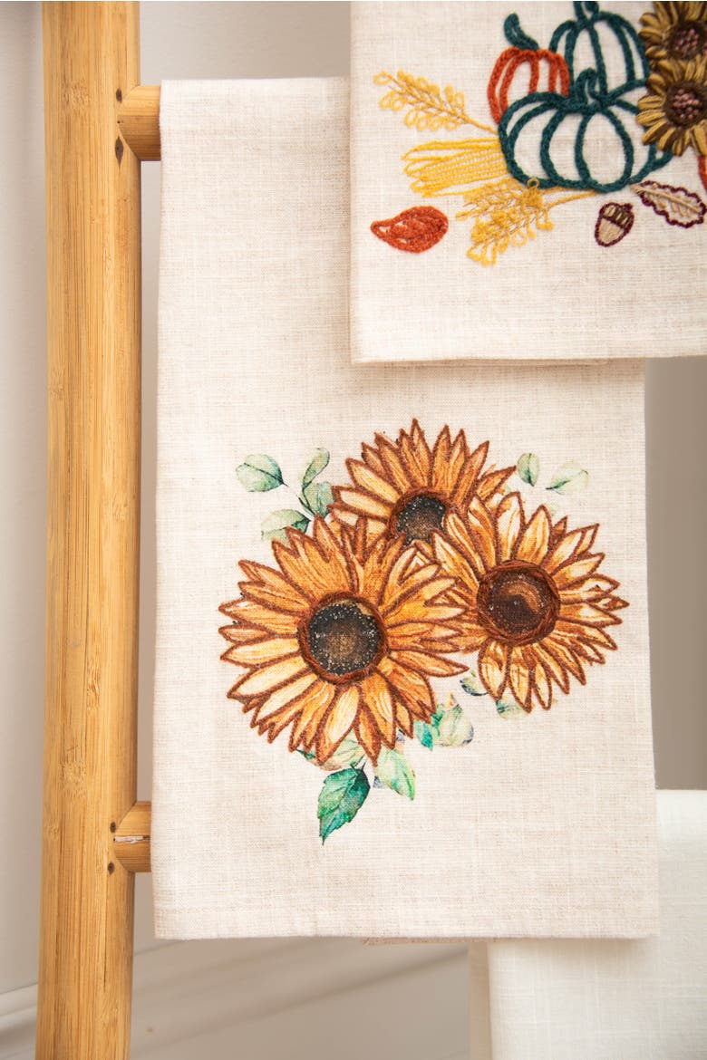 Autumn Botanical Sunflower 100% Cotton Handtowel, Alternate, color, Yellow