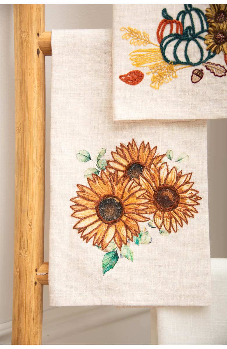 C&F Home Autumn Botanical Sunflower 100% Cotton Handtowel, Alternate, color, Yellow