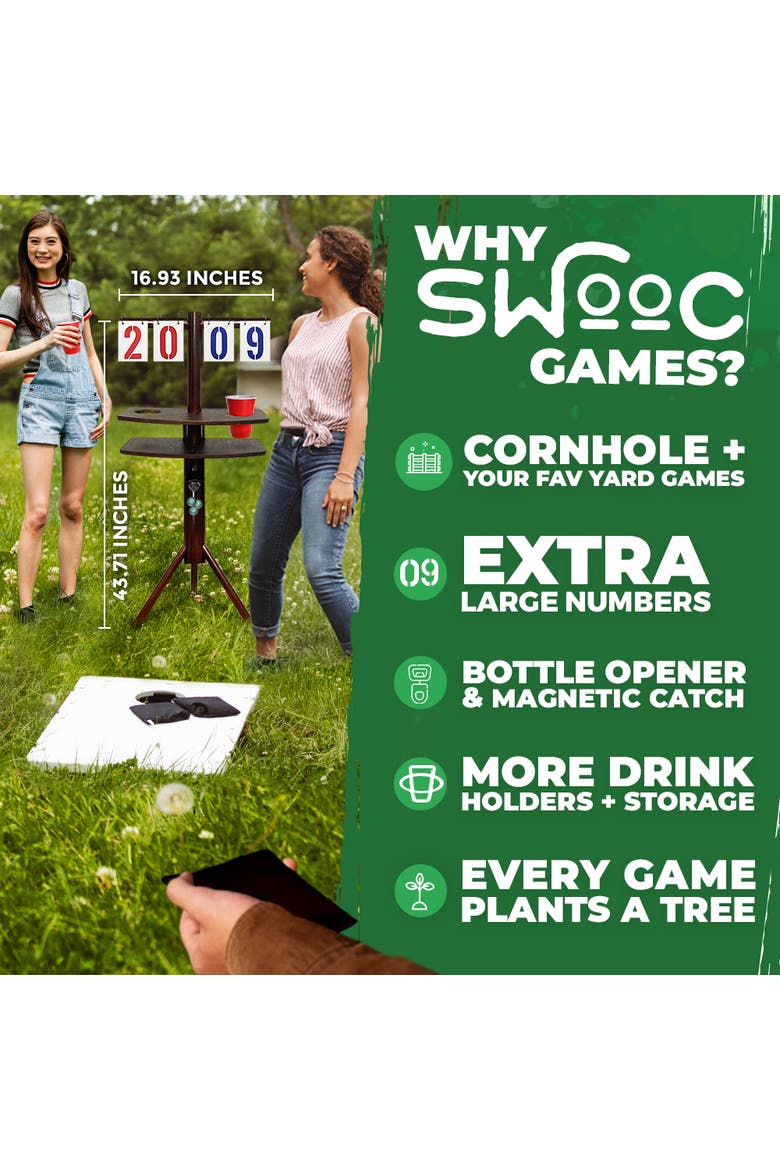 Cornhole Score Keeper & Other Yard Games, Alternate, color, Brown