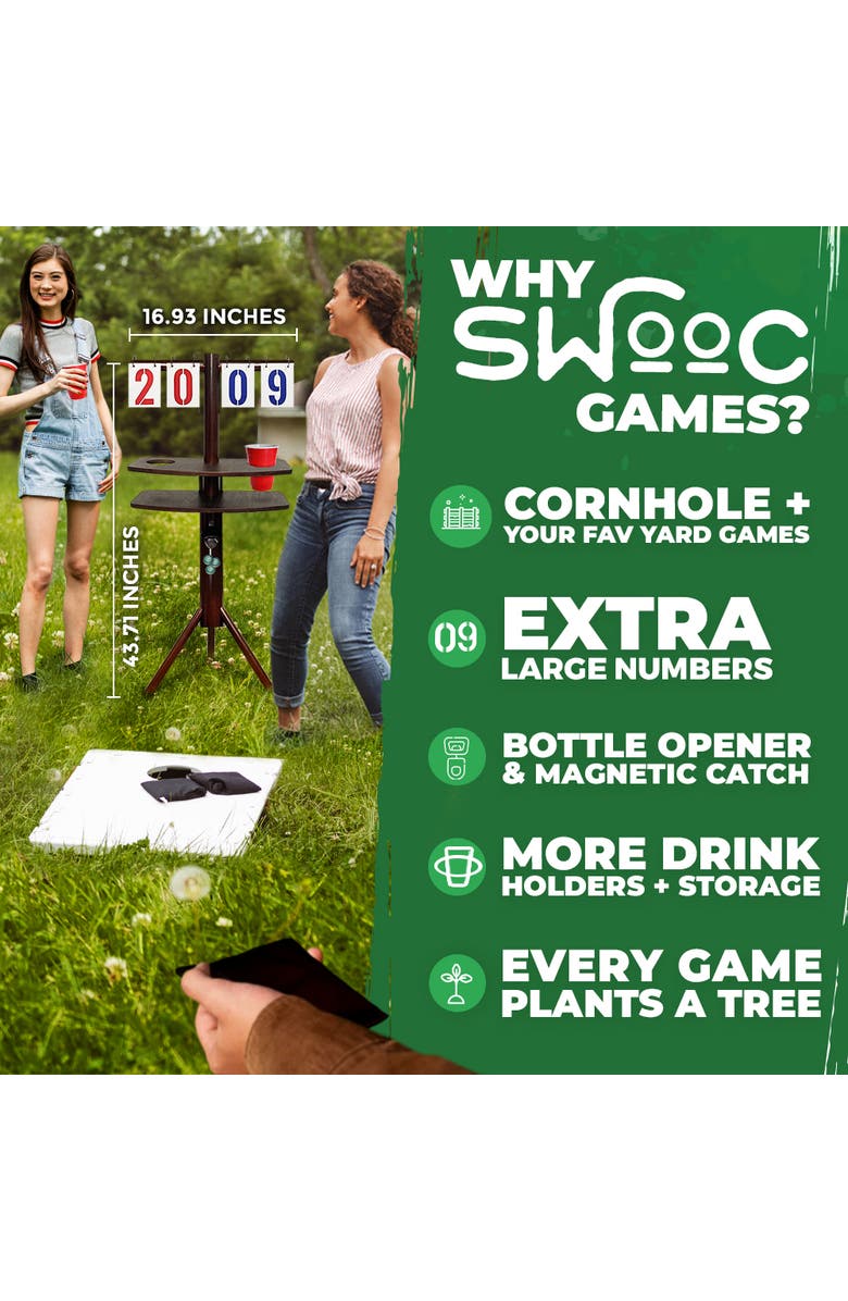 Swooc Games Cornhole Score Keeper & Other Yard Games, Alternate, color, Brown