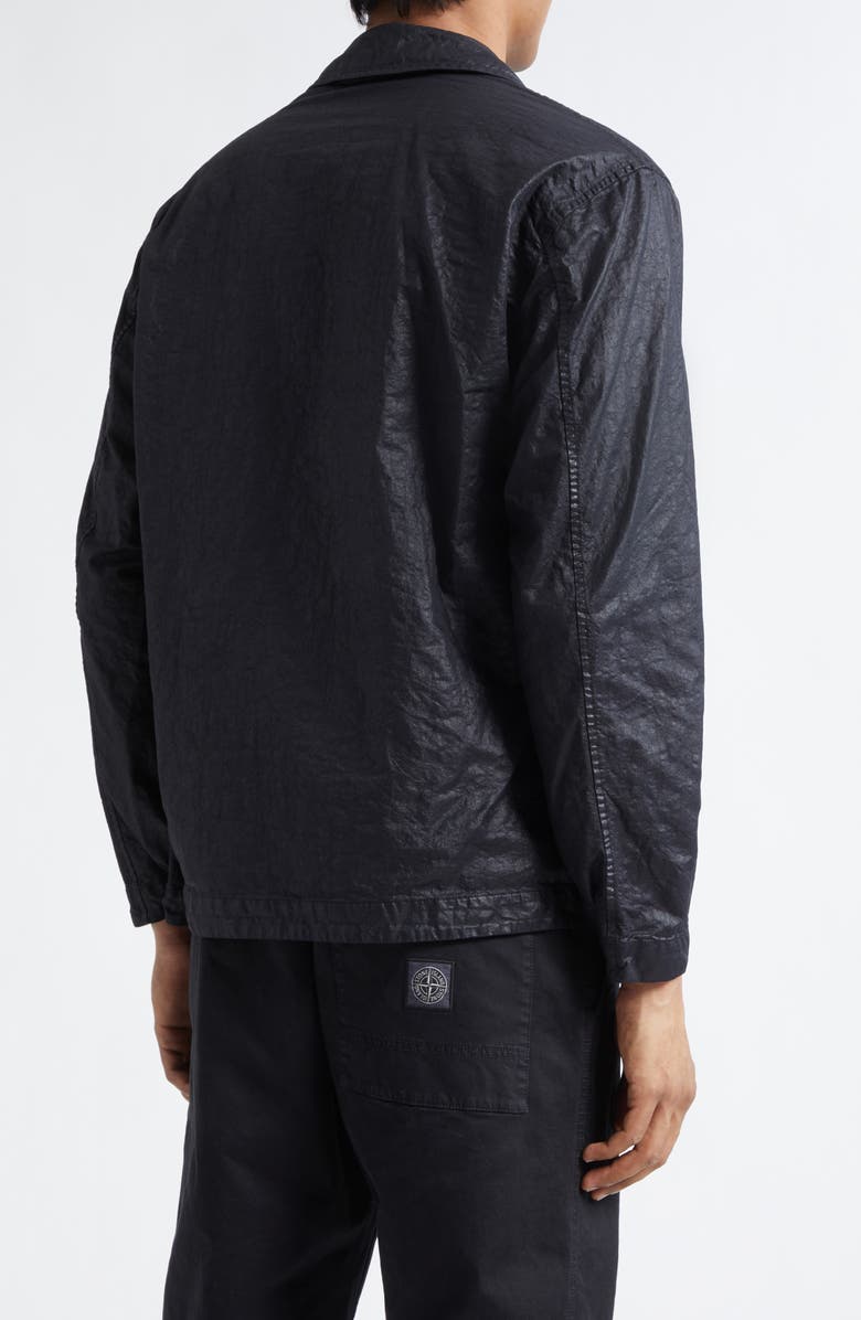 Stone Island Garment Dye Nylon Panama Overshirt, Alternate, color, Black