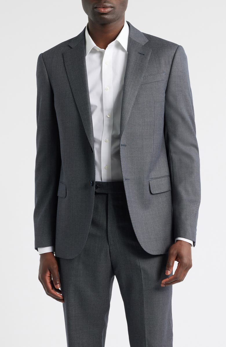 Emporio Armani Grey Nailhed Virgin Wool Suit, Alternate, color, Graphite
