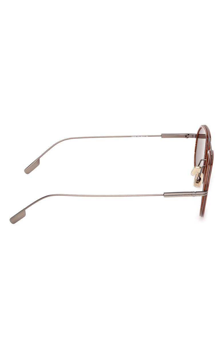 ZEGNA 56mm Geometric Sunglasses, Alternate, color, Aniline And Foliage / Brown