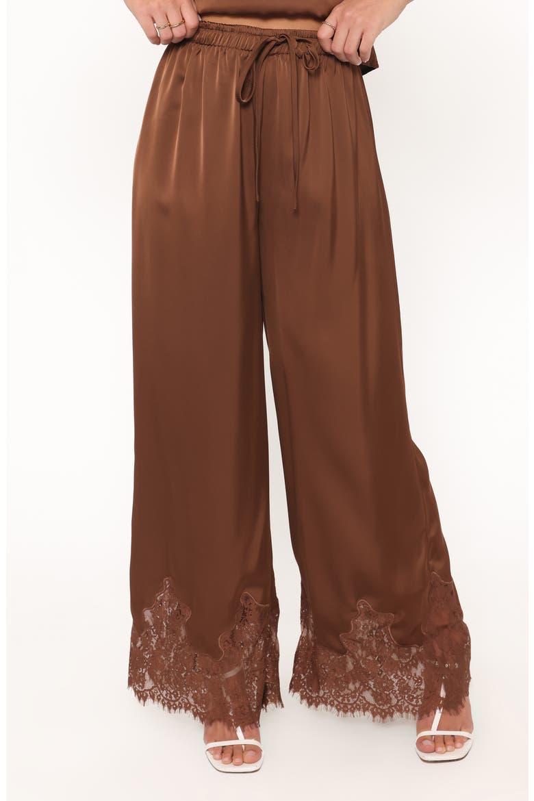 Viola Drawstring Waist Wide Leg Pants, Main, color, CHOCOLATE