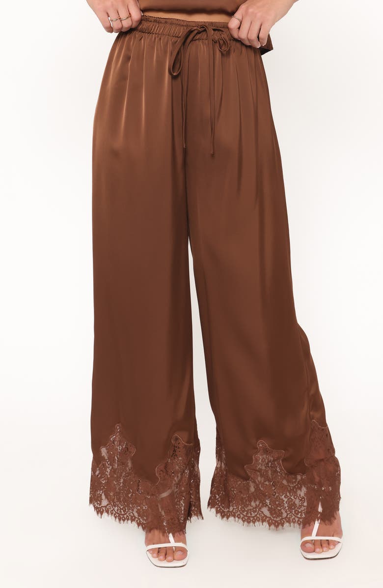 Petal & Pup Viola Drawstring Waist Wide Leg Pants, Main, color, Chocolate