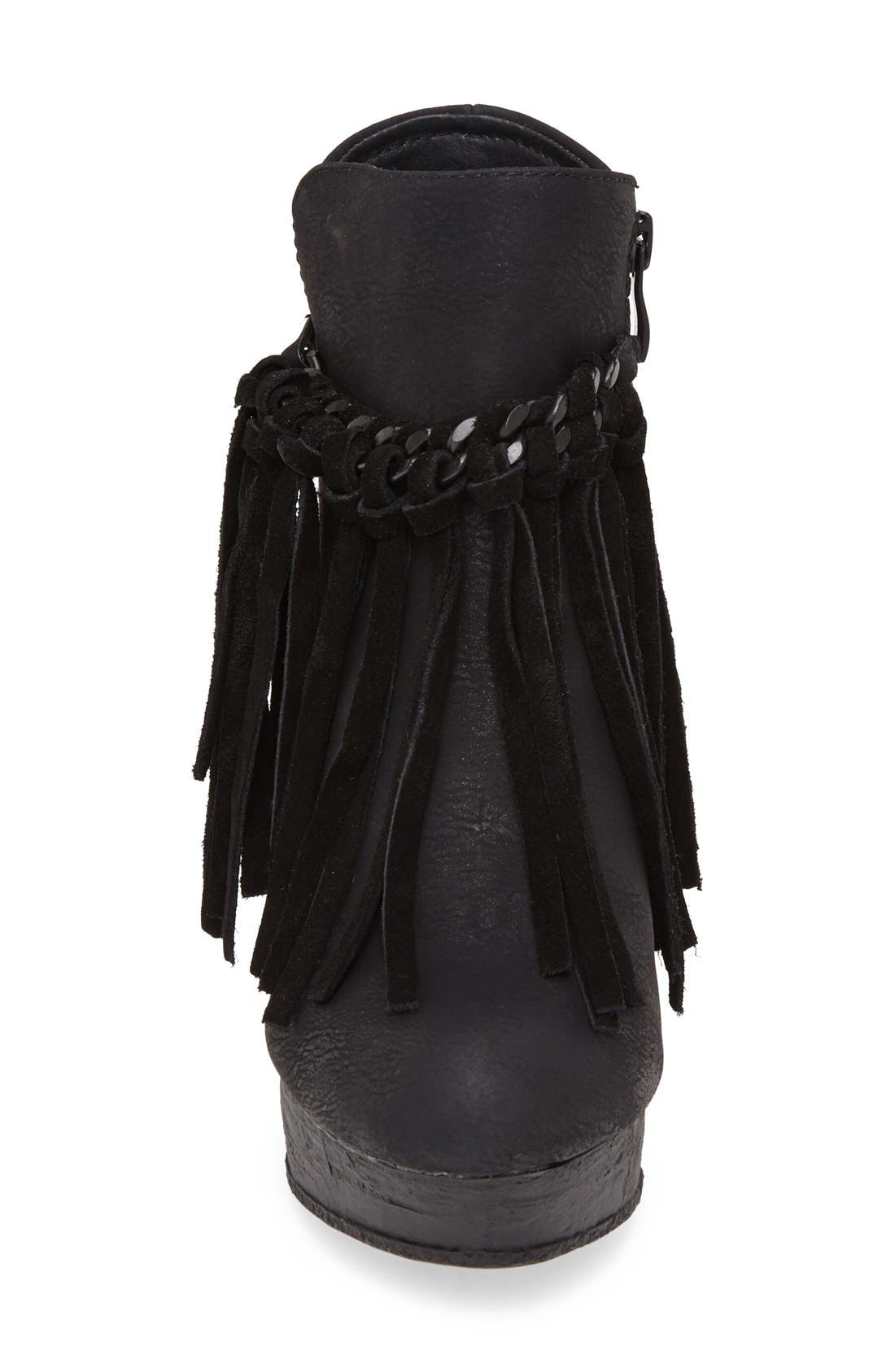 'Zepp' Fringe Bootie, Alternate, color, BLACK
