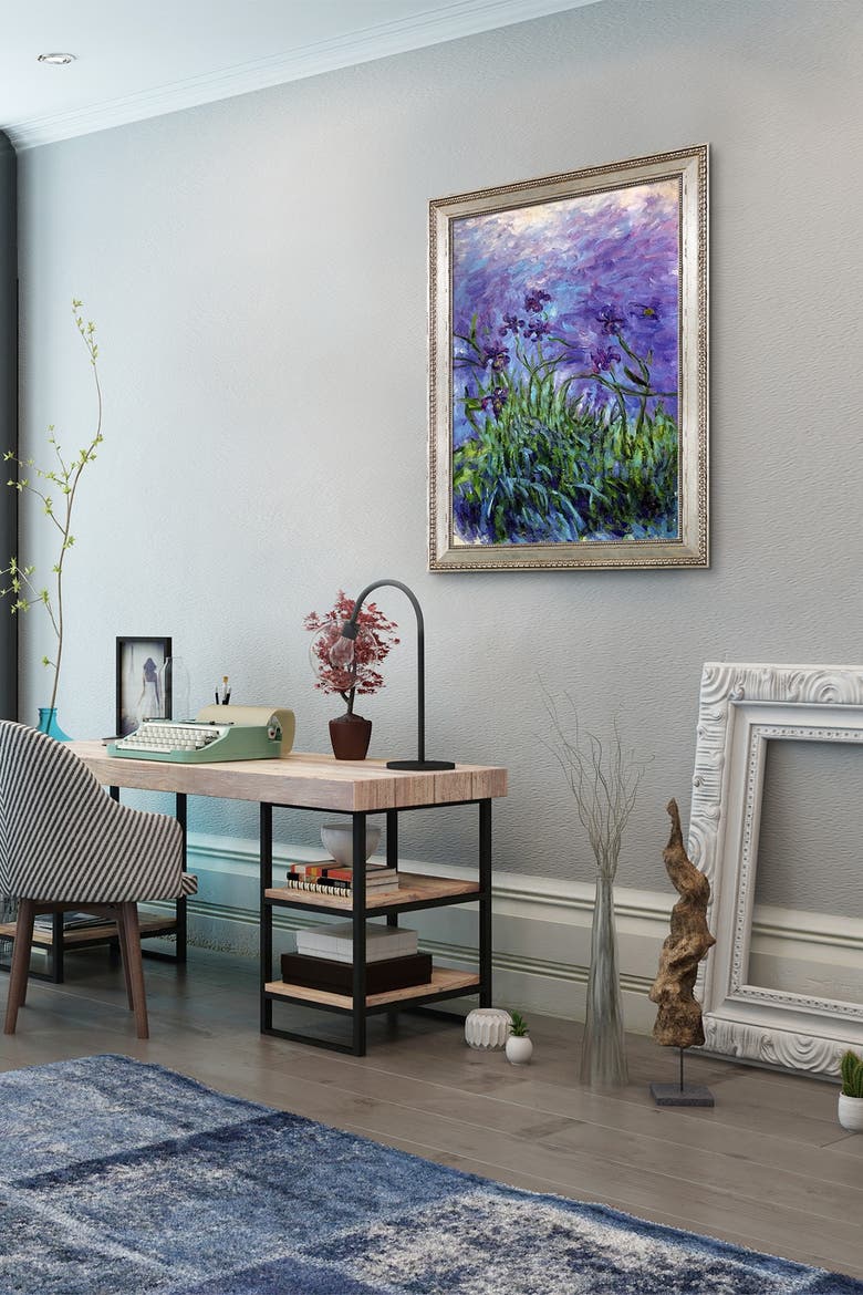 OVERSTOCK ART Lilac Irises Framed Oil Reproduction of Original Painting ...