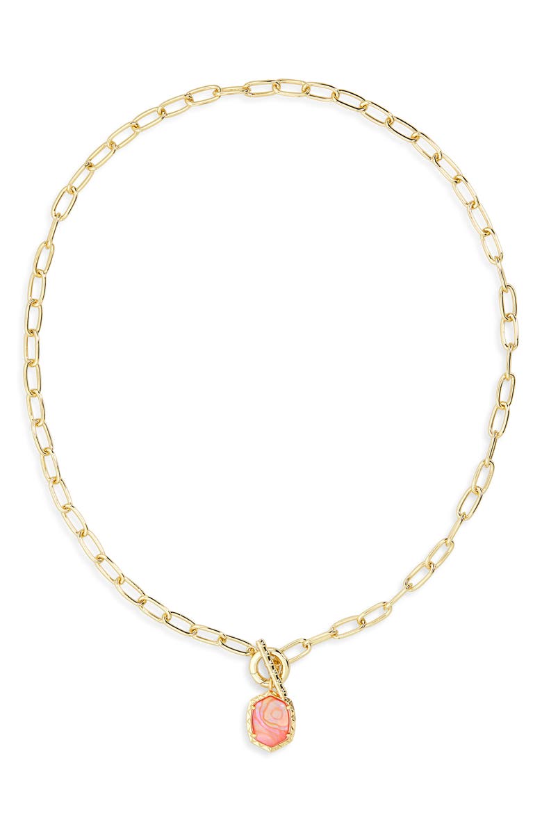 Kendra Scott Daphne Toggle Necklace, Main, color, Gld Lt Pink Ird Abal