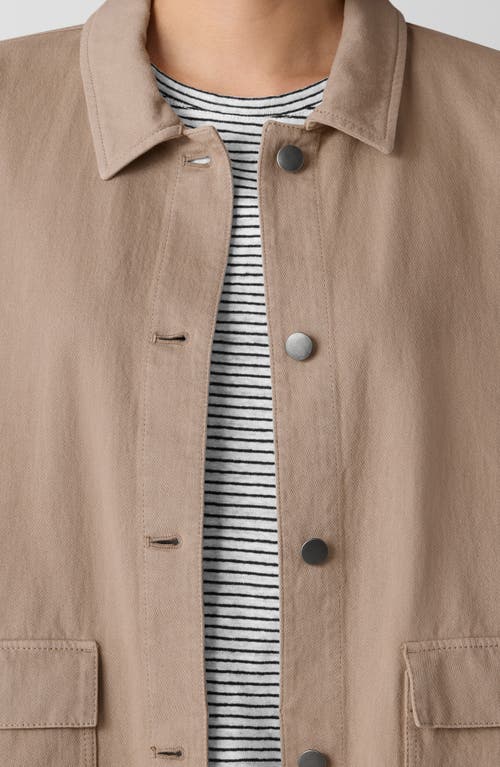 Eileen Fisher Classic Collar Organic Cotton Jacket In Biscuit