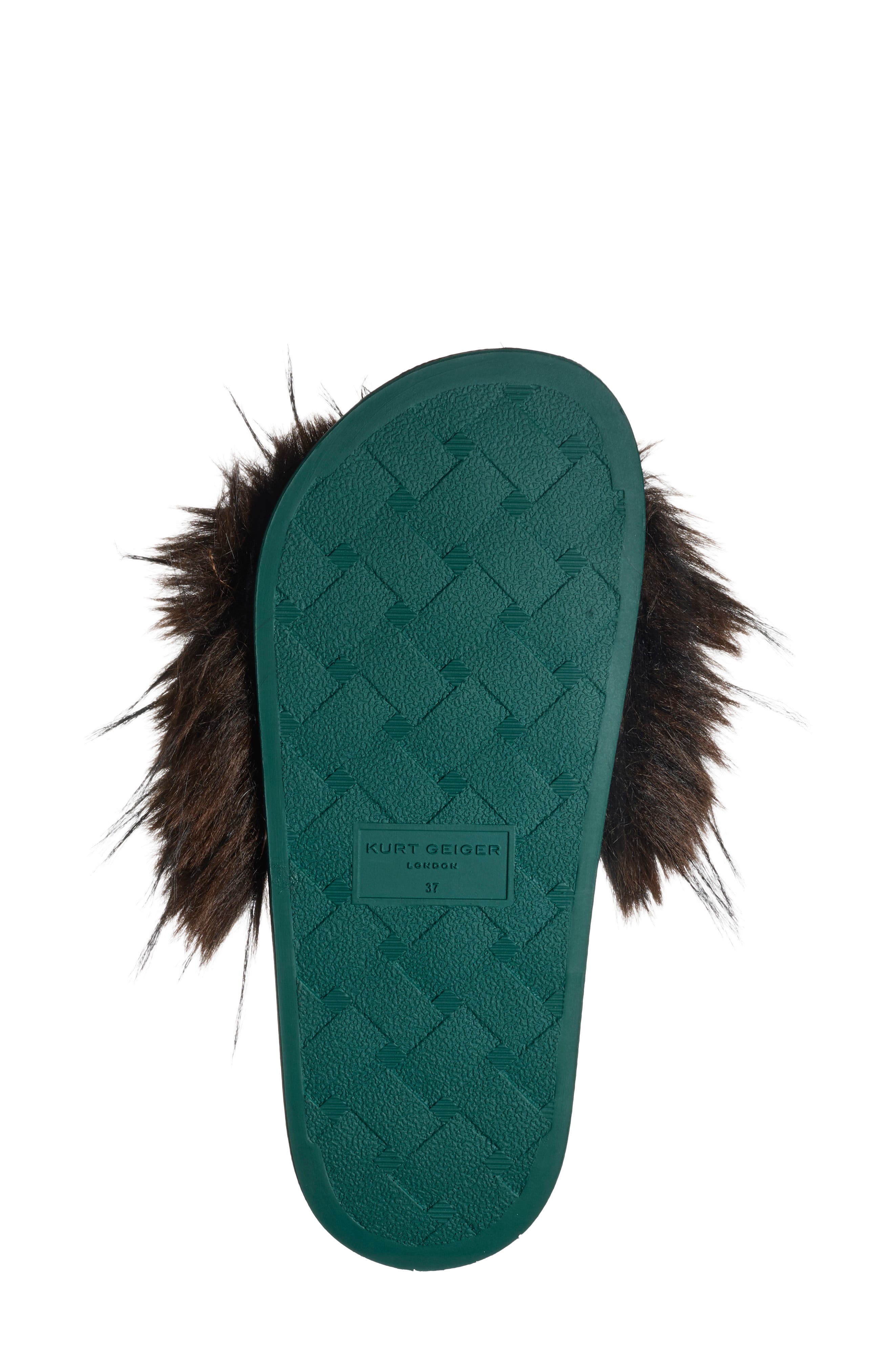Meena Mascot Faux Fur Slide Sandal, Alternate, color, OPEN GREEN