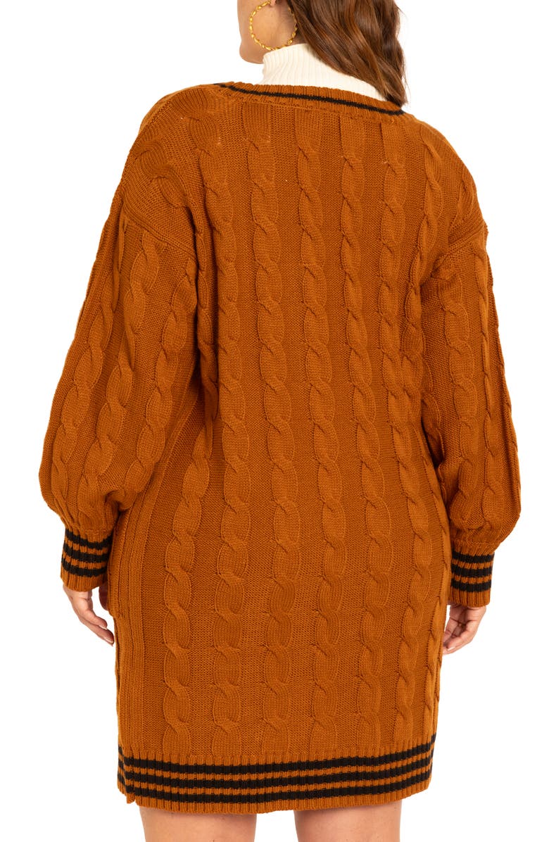 ELOQUII Stripe Long Sleeve Cardigan Sweater Dress, Alternate, color, 