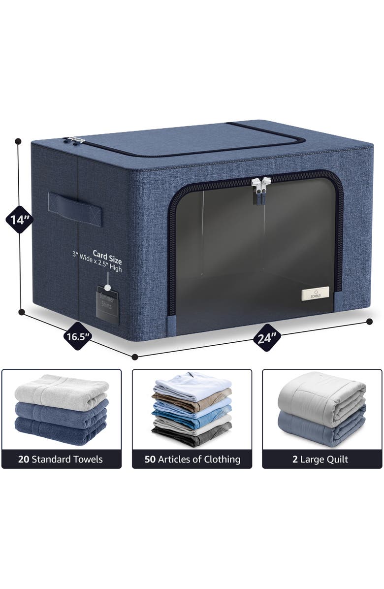 SORBUS 4-Pack Jumbo Foldable Storage Boxes, Alternate, color, Blue