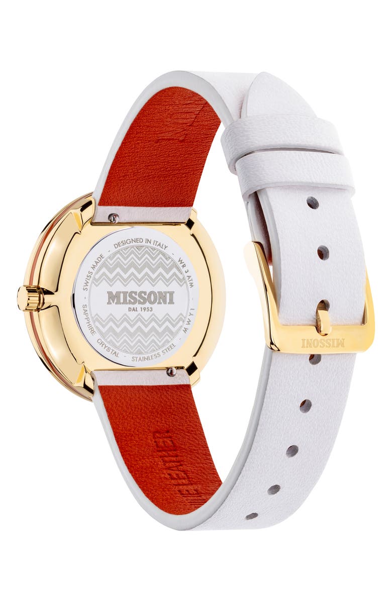Missoni M1 Leather Strap Watch, 34mm, Alternate, color, 