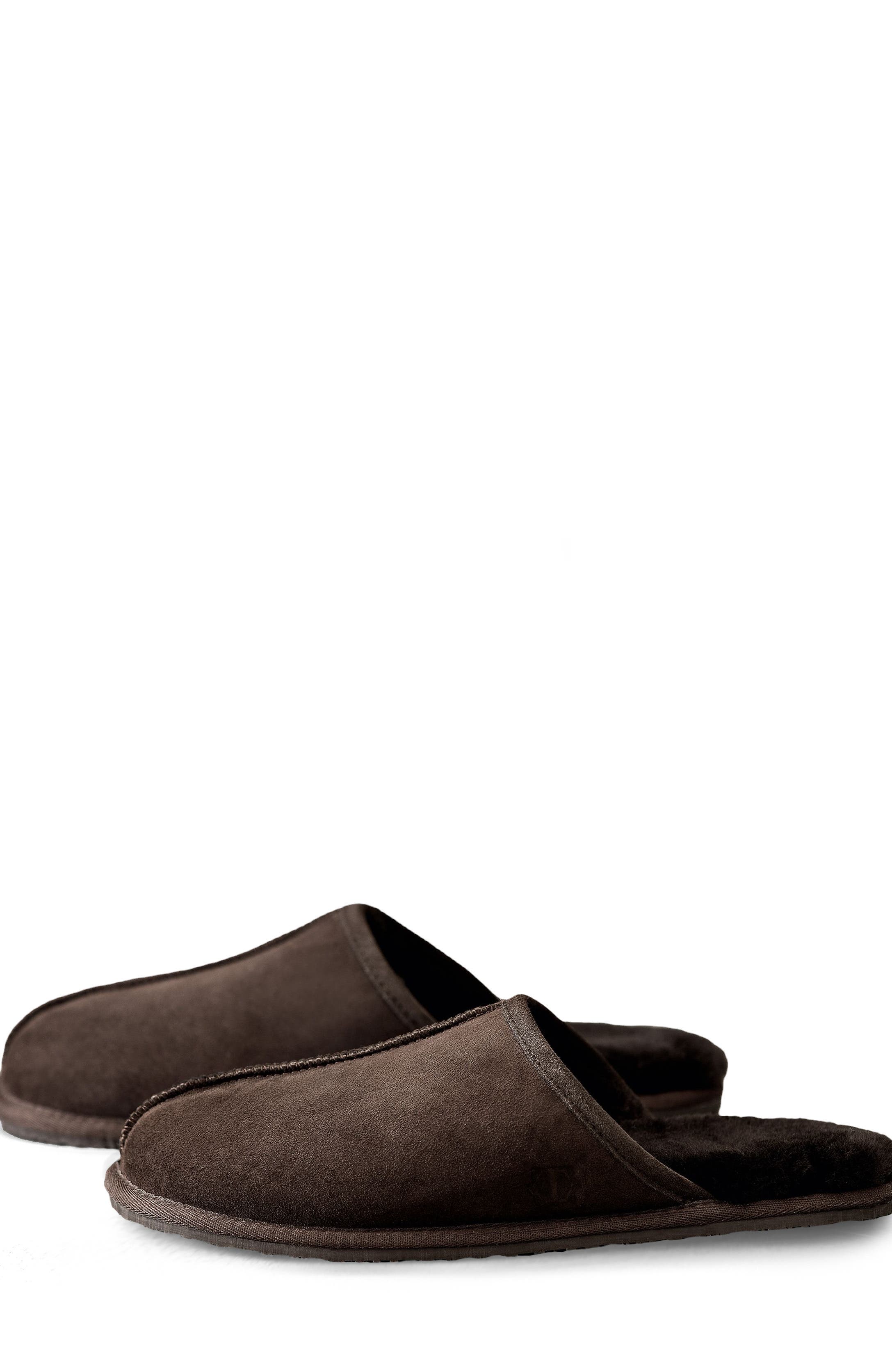 Edmund Mens sheepskin slippers, Alternate, color, Brown