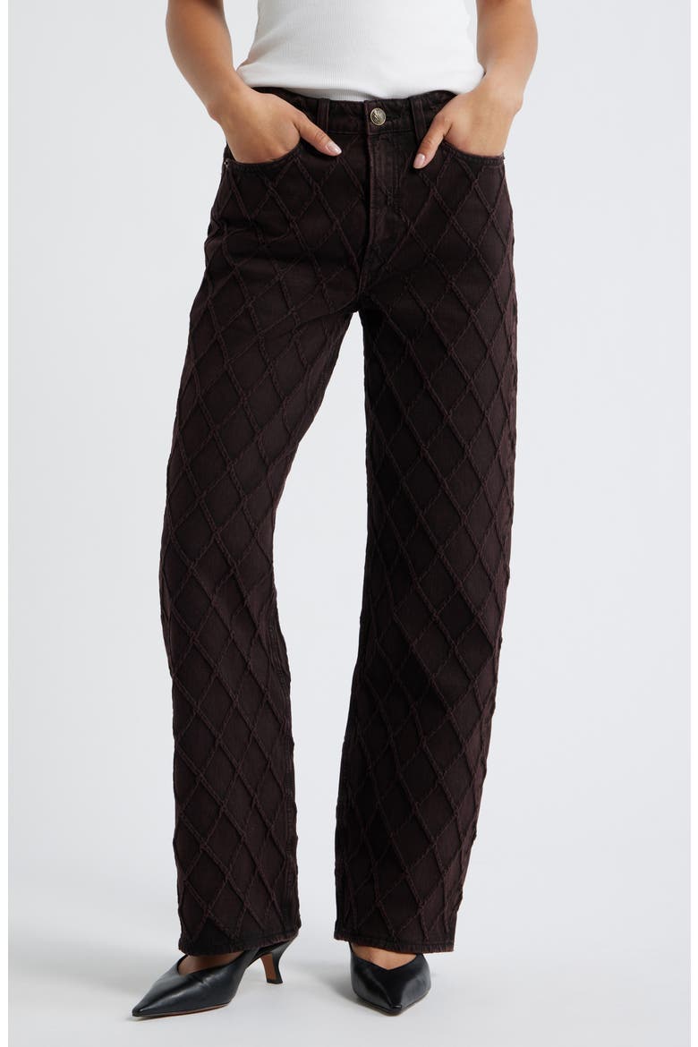 Logan Mid Rise Wide Leg Quilted Jeans, Main, color, QUILTED BURGUNDY