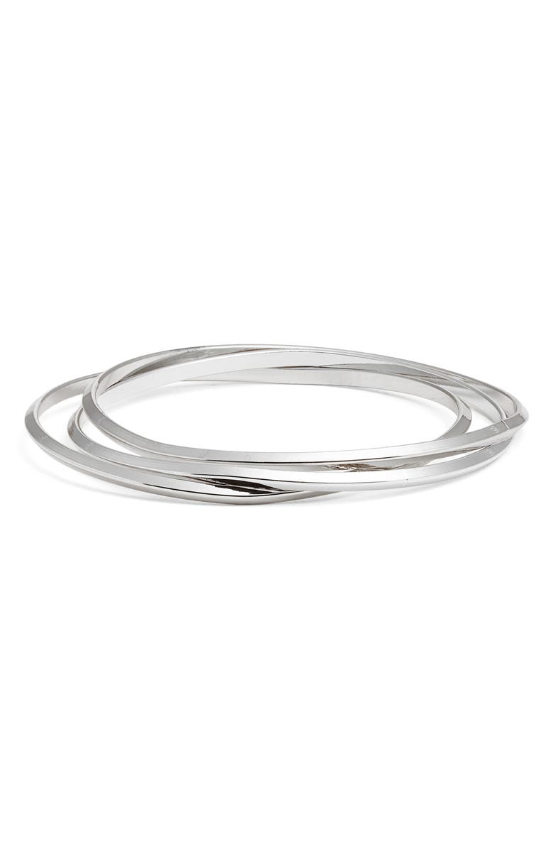 Nordstrom Set of 3 Knife Edge Bangles, Main, color, Silver