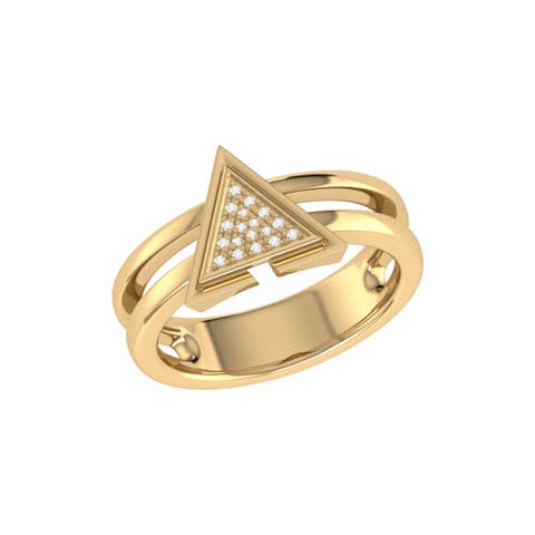 On Point Triangle Sterling Silver Diamond Ring
