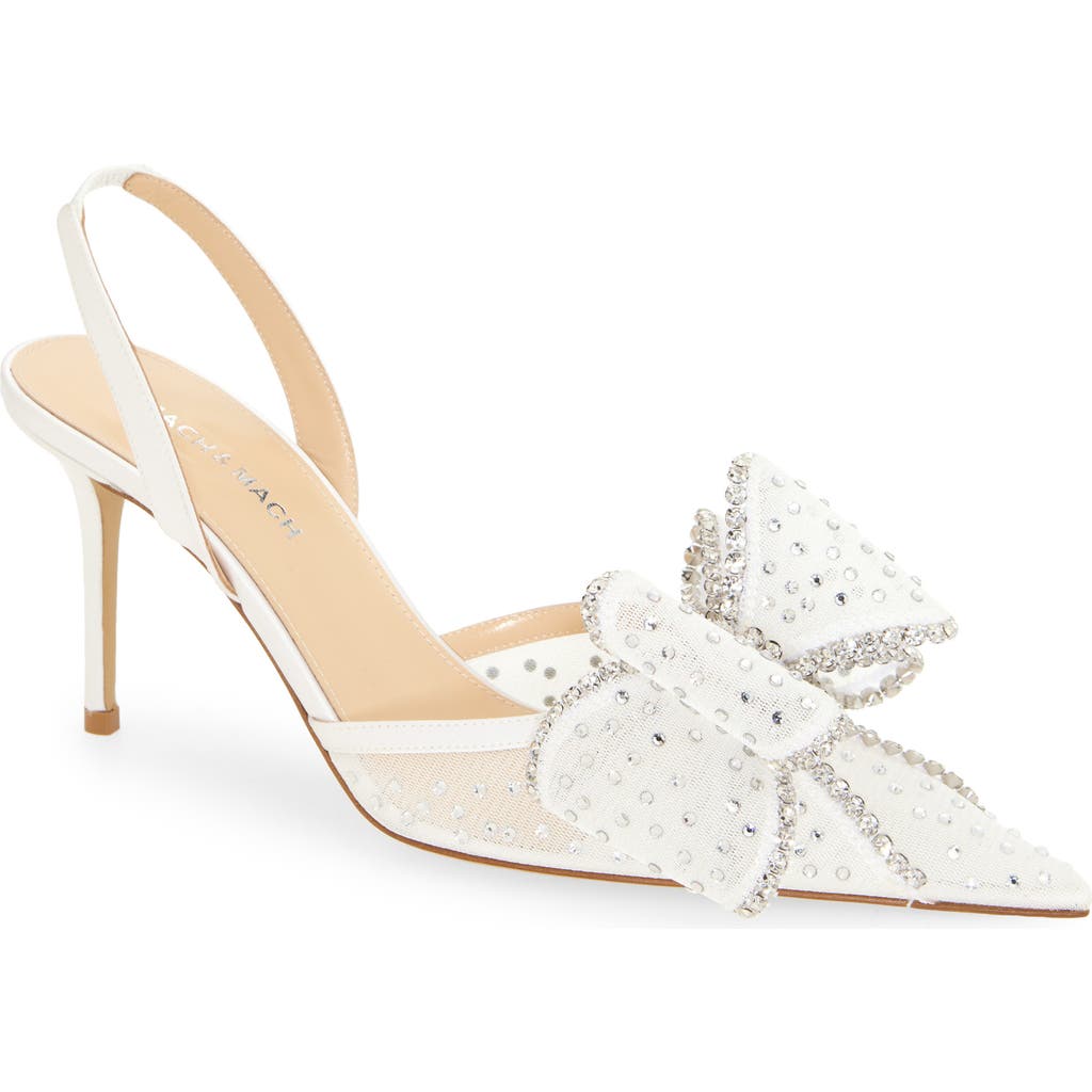 Mach&mach Mach & Mach Le Cadeau Bow Pointed Toe Slingback Pump In White