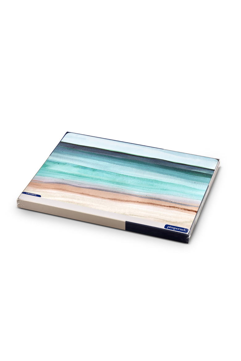 Coastal Shore Set of 4 Cork Back Placemats, Alternate, color, Multi