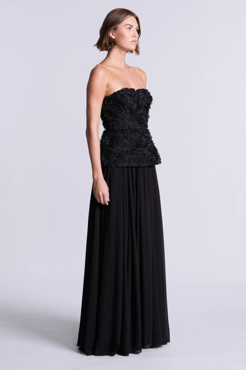 Bcbg 3d Floral Gown In Black
