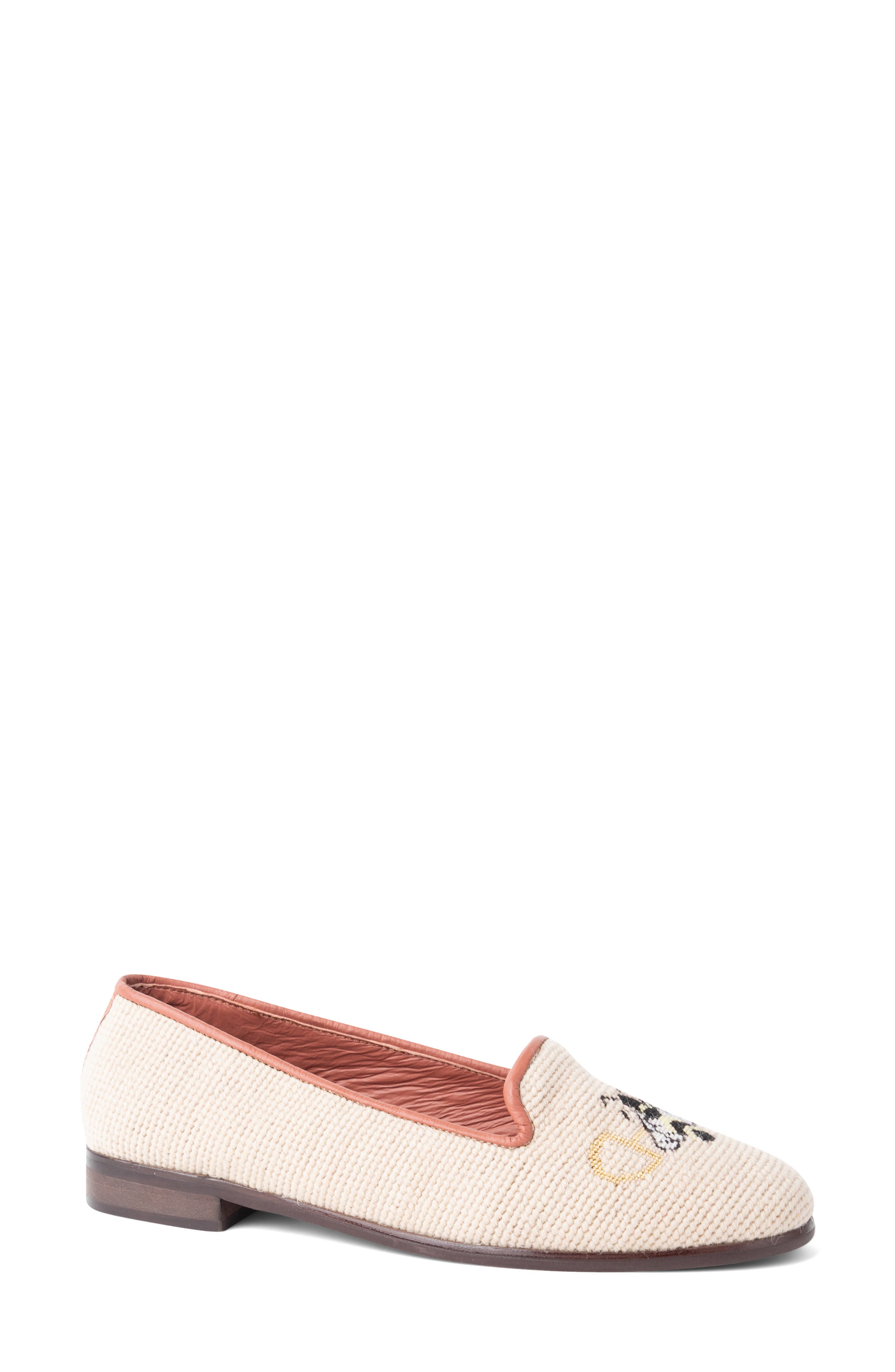 ByPaige Needlepoint Bee Flat, Main, color, Tan