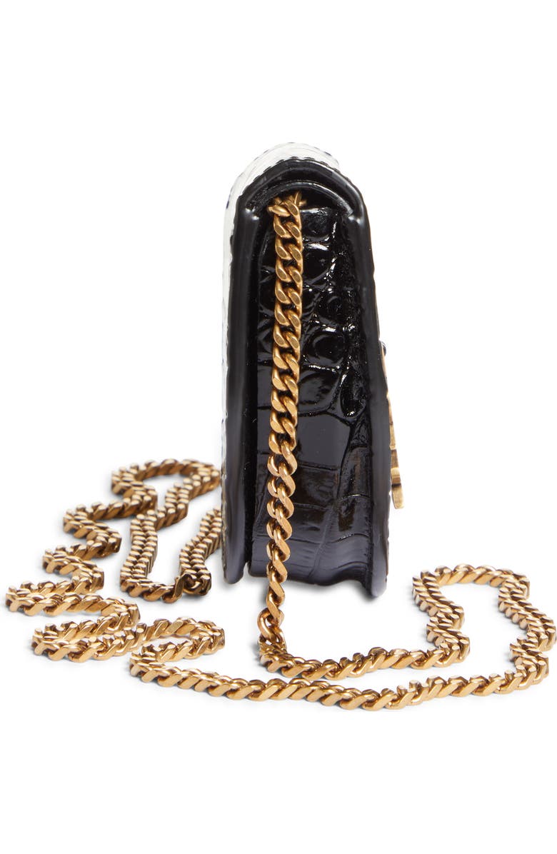 Saint Laurent Baby Kaia Croc Embossed Leather Crossbody Bag, Alternate, color,