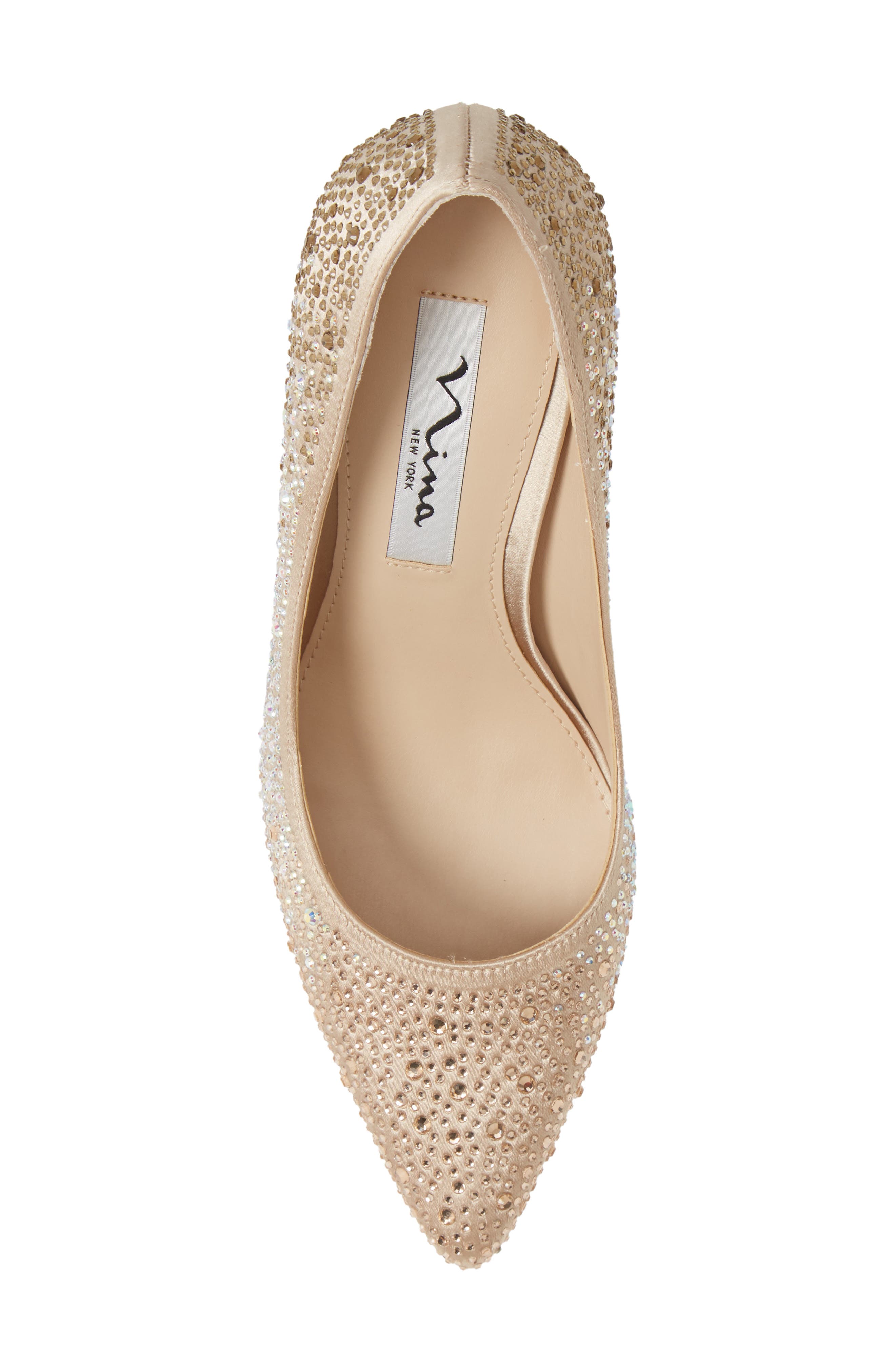 Nickie 2 Crystal Studded Pointy Toe Pump, Alternate, color, TAUPE SATIN