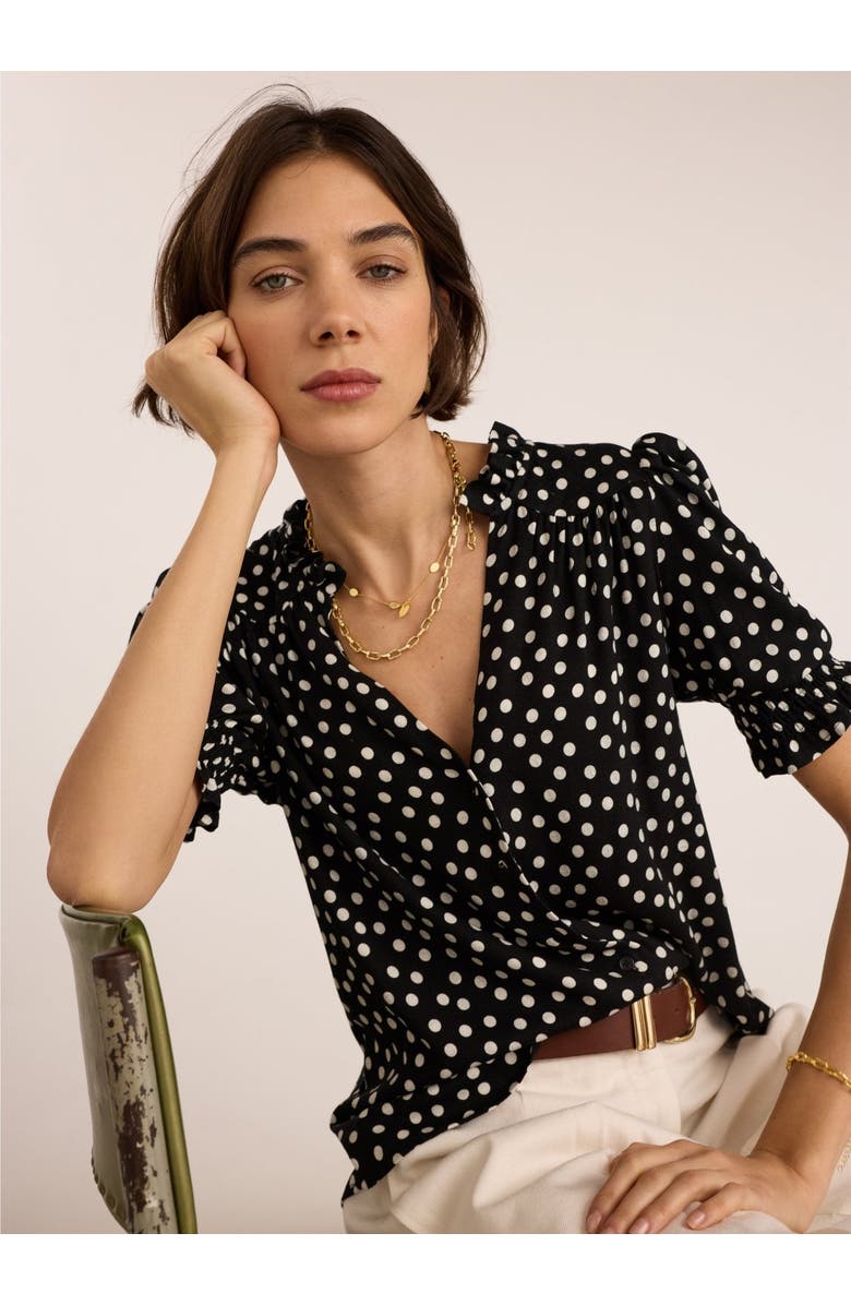 Baukjen Nolan Polka Dot V-Neck Blouse, Alternate, color, Black Polka