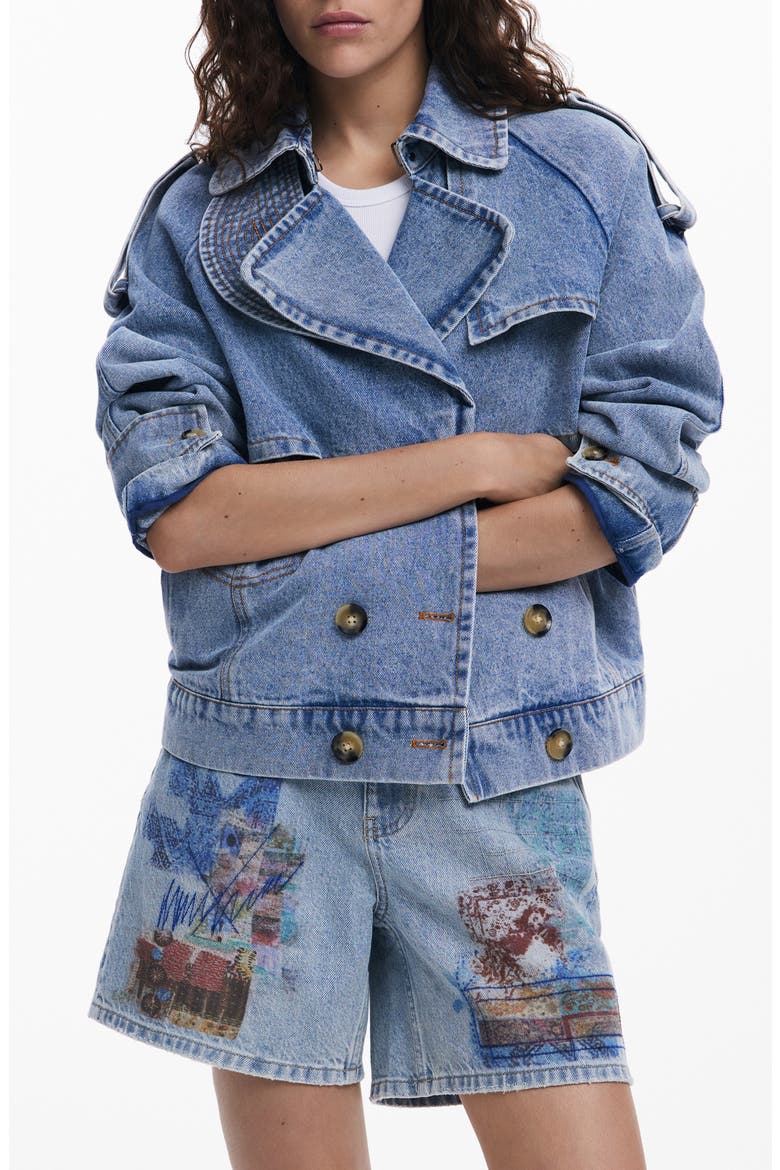 Oversize Denim Trucker Jacket, Main, color, LIGHT BLUE