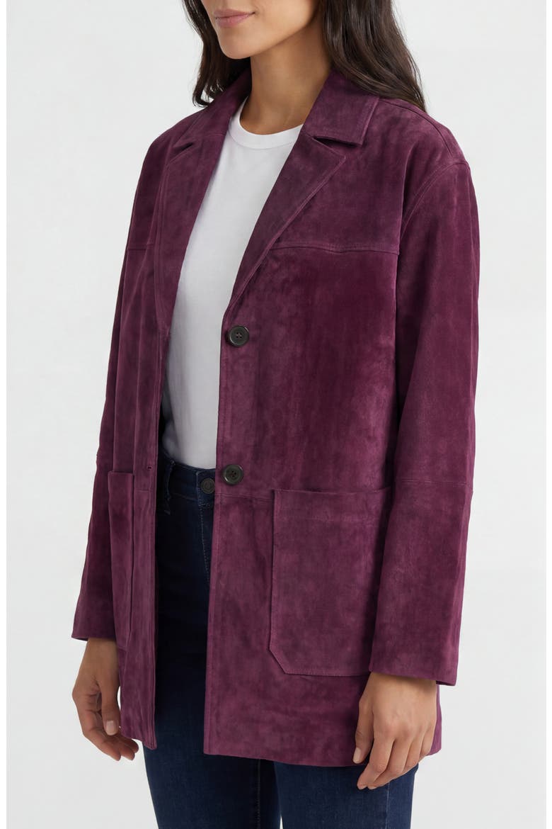 Patch Pocket Suede Jacket, Alternate, color, BORDEAUX