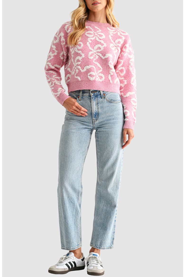 Bow Sweater, Alternate, color, PINK IVORY