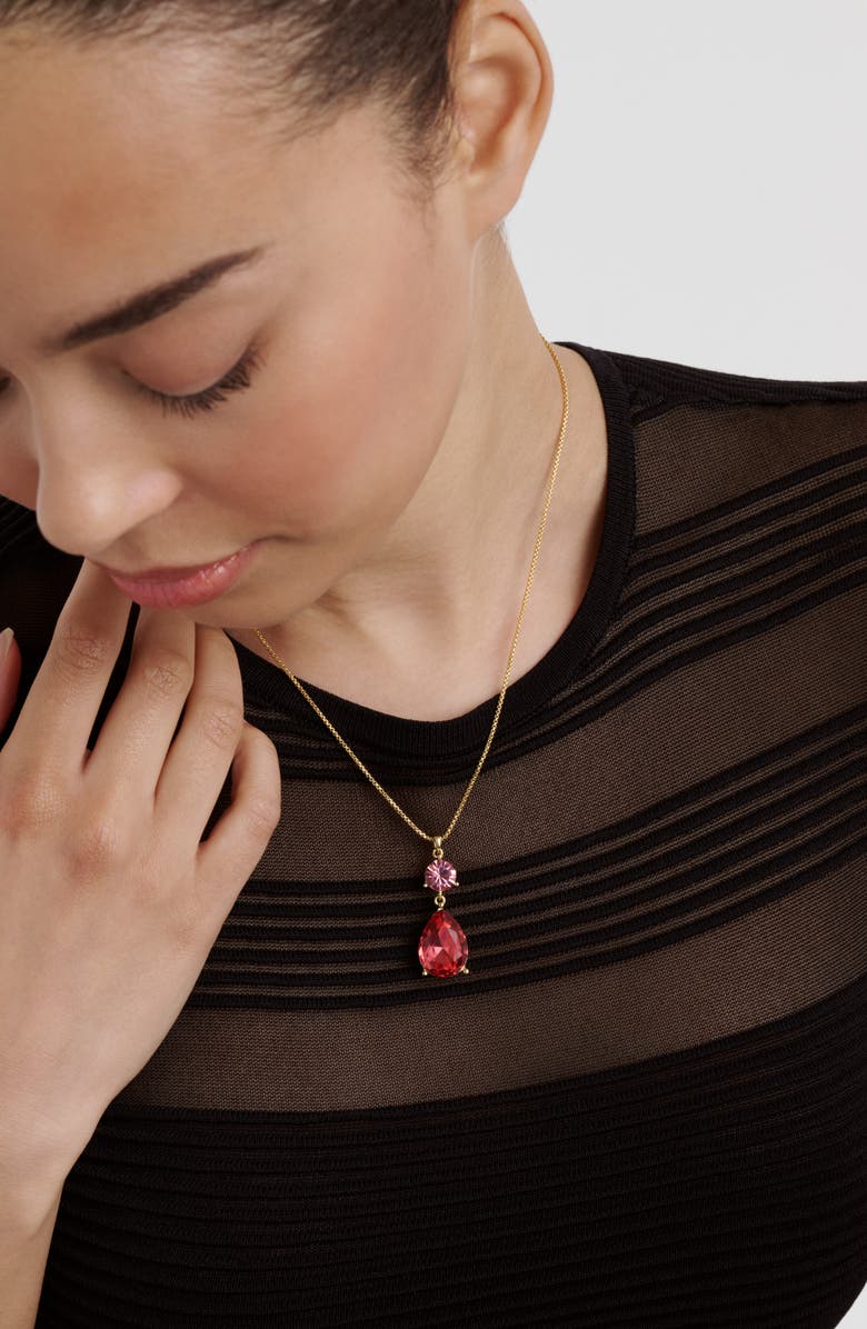 Ted Baker Tearsa Crystal Teardrop Pendant Necklace, Alternate, color, Gold Tone / Pink Multi Crystal