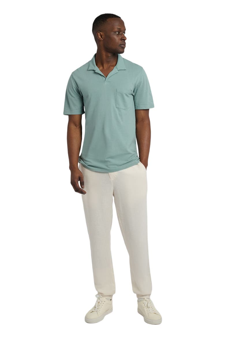 Button Front Elastic Linen Pant, Main, color, OAT