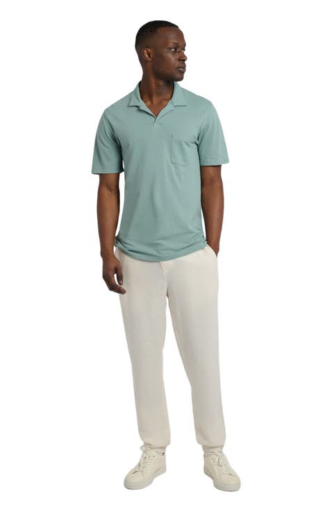 Button Front Elastic Linen Pant