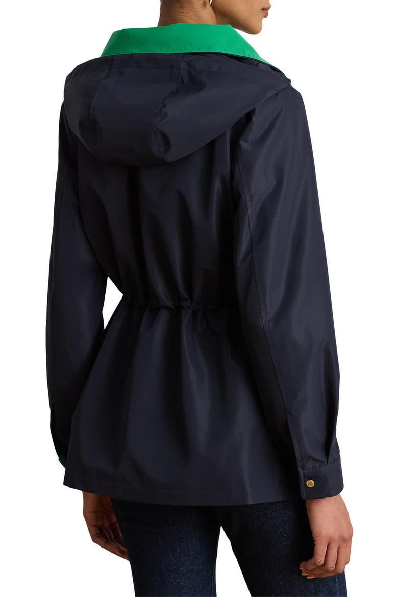 Hooded Contrast Trim Windbreaker, Alternate, color, DARK NAVY