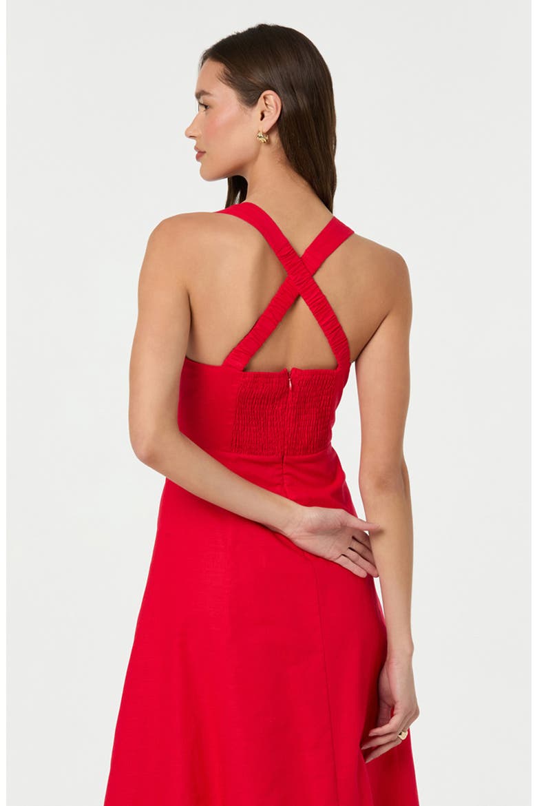 Cross Back Sleeveless Midi Dress, Alternate, color, RED