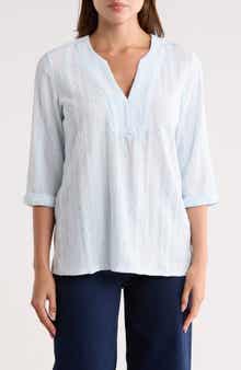 Embroidered Eyelet Popover Blouse