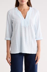 NIC+ZOE Embroidered Eyelet Popover Blouse