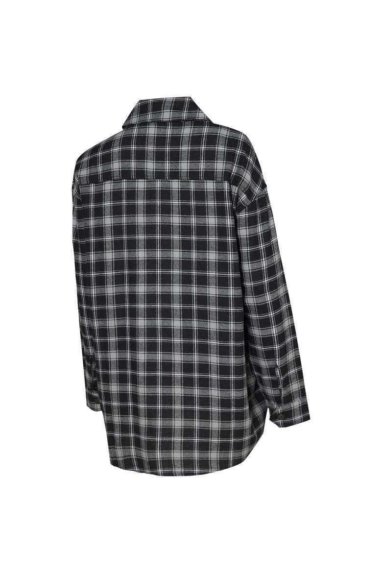 Women's College Concepts Black/Gray Brooklyn Nets Boyfriend Button-Up Nightshirt, Alternate, color, Black