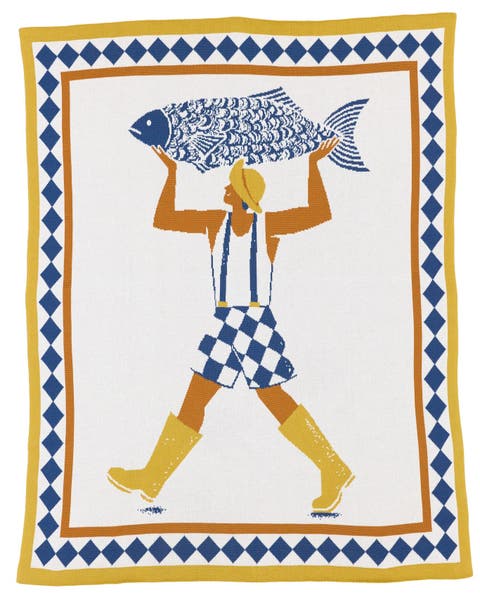 Un Beau Poisson Knit Throw Blanket
