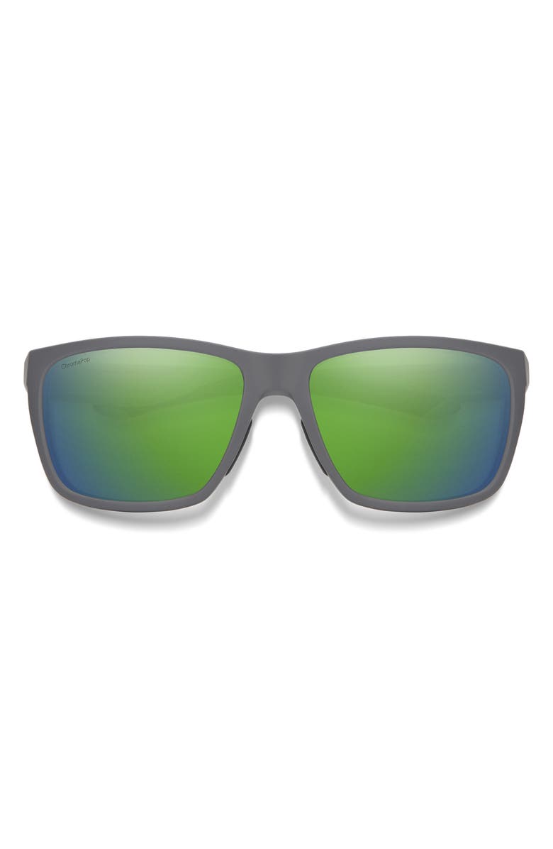 Smith Longfin 57mm ChromaPop<sup>™</sup> Polarized Square Sunglasses, Main, color, Cement / Chromapop Green