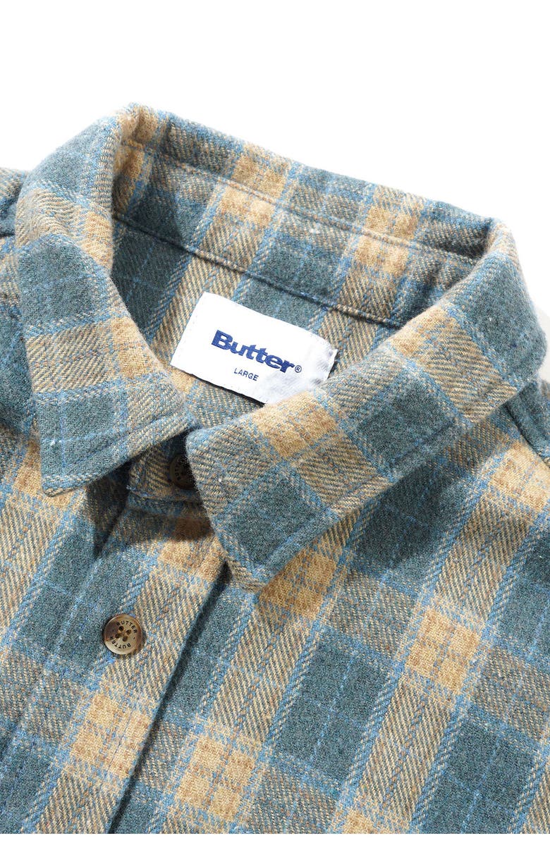 Butter Goods Turtle Plaid Flannel Button-Up Shirt, Alternate, color,