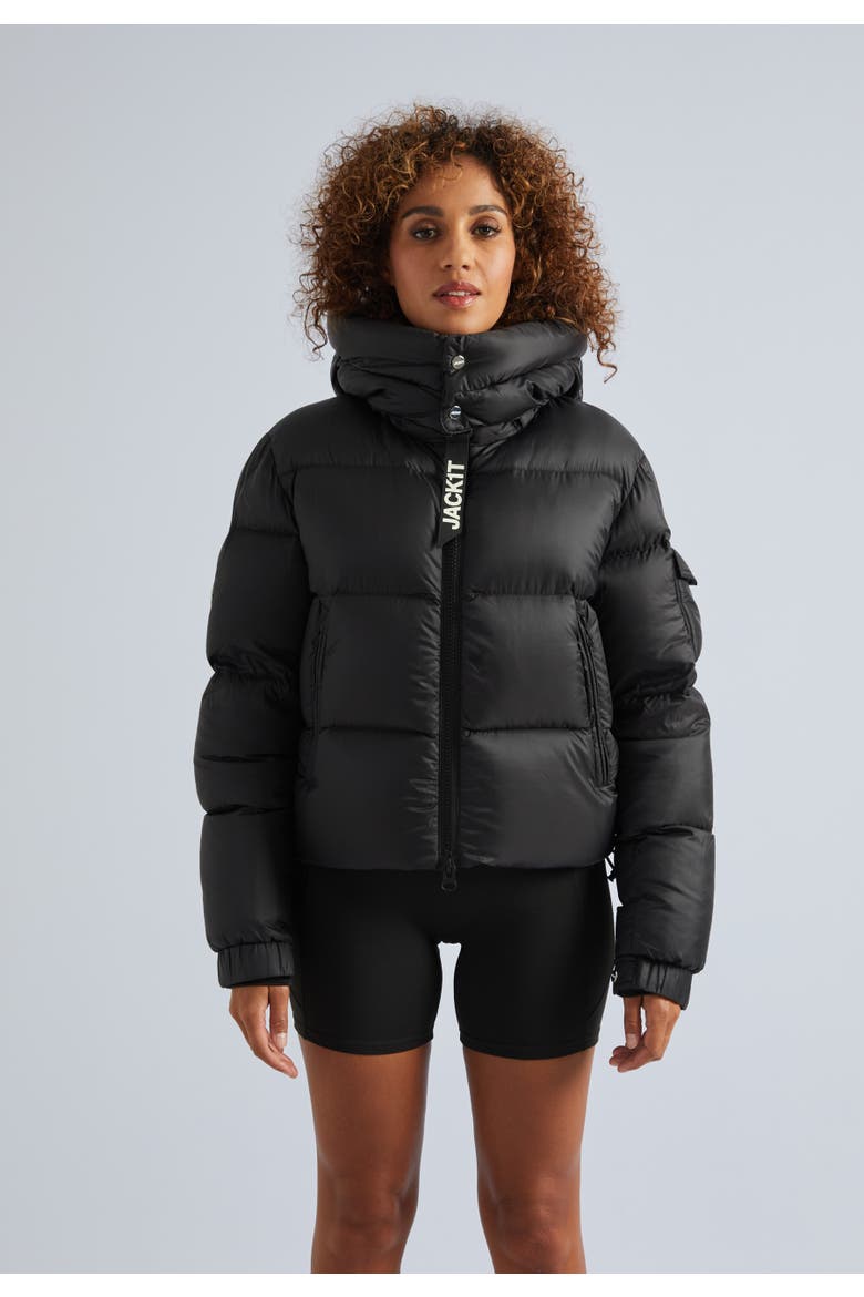 High Collar Puffer Jacket, Main, color, Black