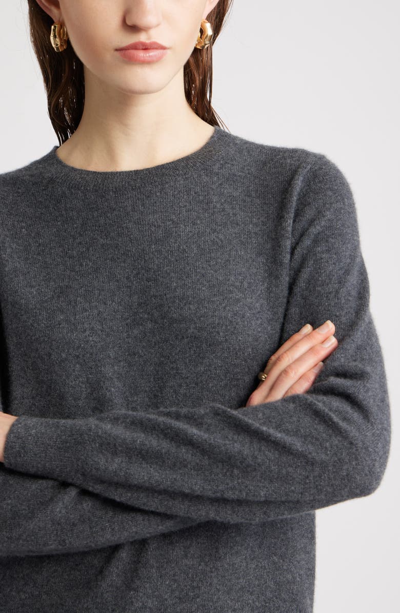 Nordstrom Cashmere Crewneck Sweater, Alternate, color, Grey Dark Charcoal Heather