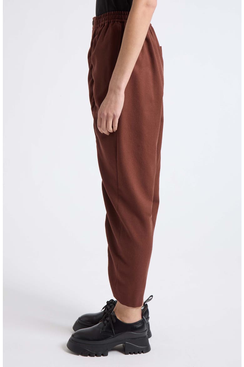Ruched Wool Narrow Leg Pants, Alternate, color, BROWN