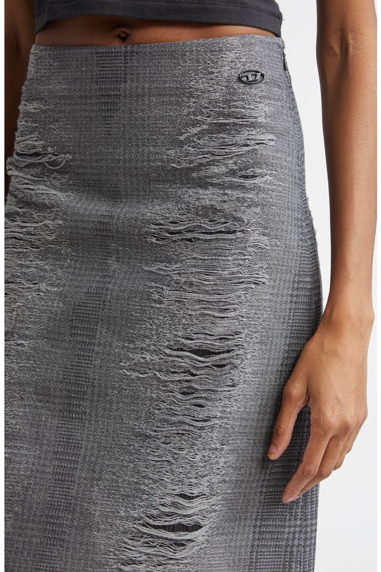O-Tavy Prince of Wales Check Midi Skirt, Alternate, color, MELANGE GREY