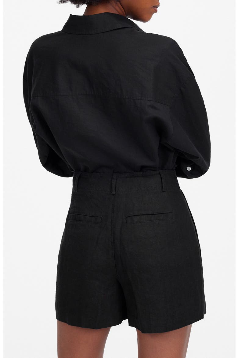 Linen Trouser Shorts, Alternate, color, JET BLACK