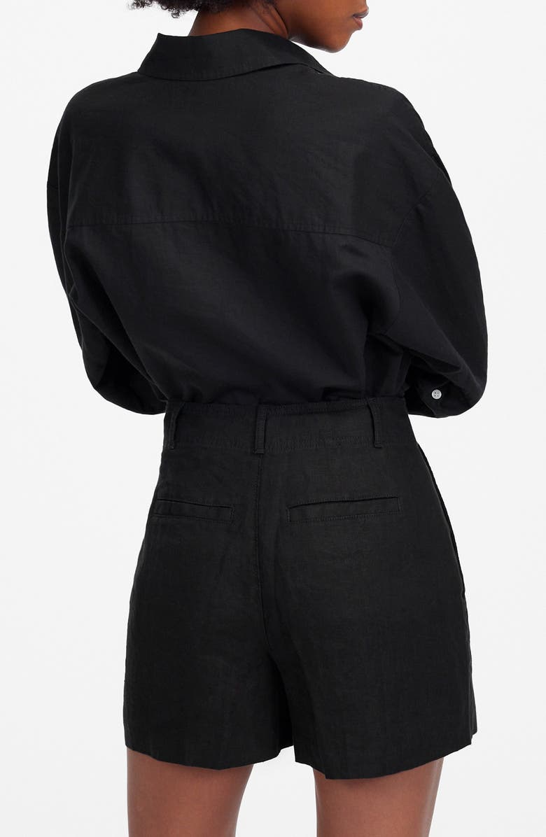 Madewell Linen Trouser Shorts, Alternate, color, Jet Black
