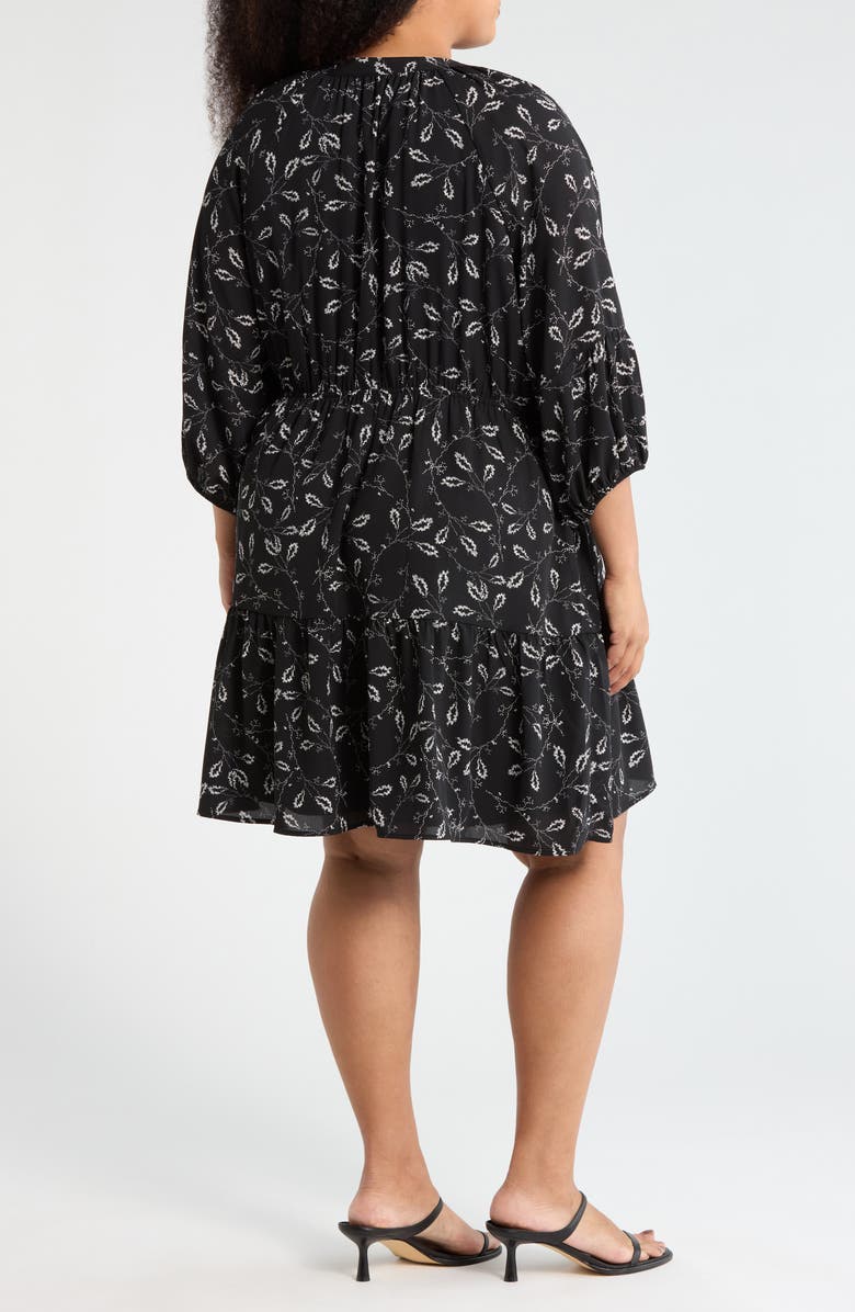 Melrose and Market Balloon Sleeve Fit & Flare Dress, Alternate, color, Black- Ivory Lace Stems