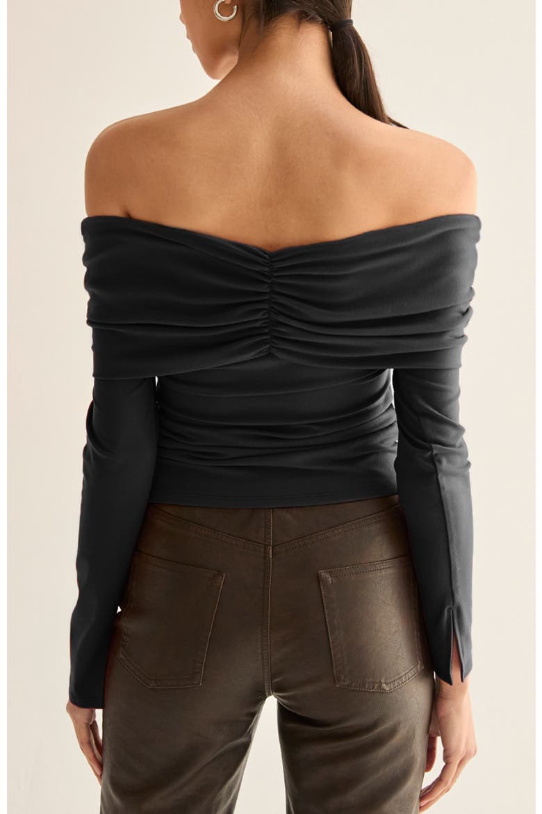 Front Twist Off Shoulder Knit Top, Alternate, color, Black